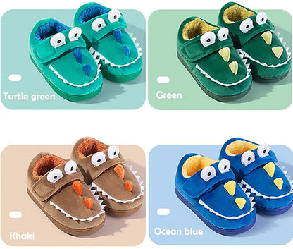 Baby Toddler Boys Girls House Slipper Non Skid Fuzzy Cartoon Dinosaur Kids Indoor Bedroom Shoes