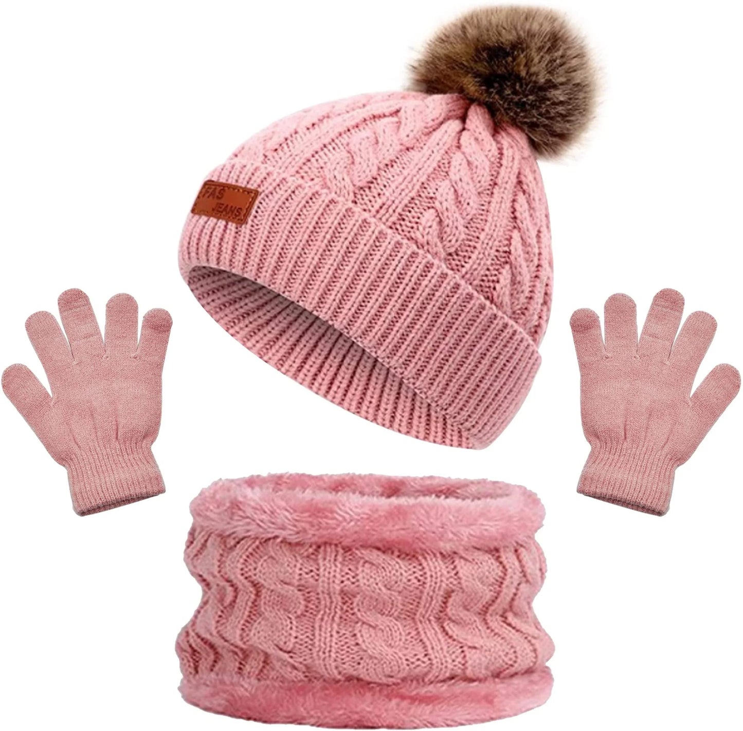 Kids Warm Fleece Hat, Scarf & Glove Set, Assorted Colors, 3-Piece