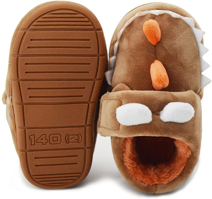 Baby Toddler Boys Girls House Slipper Non Skid Fuzzy Cartoon Dinosaur Kids Indoor Bedroom Shoes