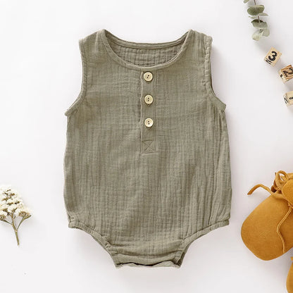 Summer Infant Baby Boys Girls Romper Muslin Sleeveless Newborn Rompers Fashion Baby Clothing