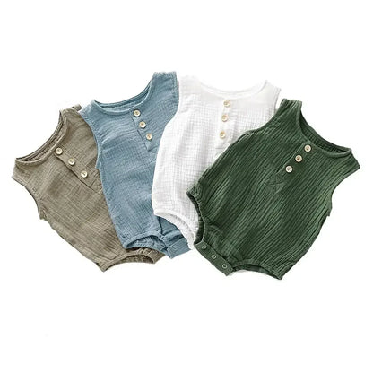 Summer Infant Baby Boys Girls Romper Muslin Sleeveless Newborn Rompers Fashion Baby Clothing