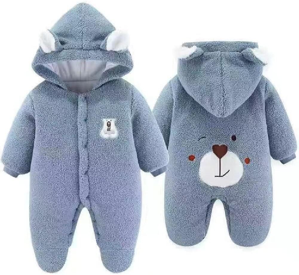 Baby Newborn Jumpsuit Footie Romper Hooded Warm Thicken Winter Bunting Outwear Snowsuit Pajamas for Girls Boys